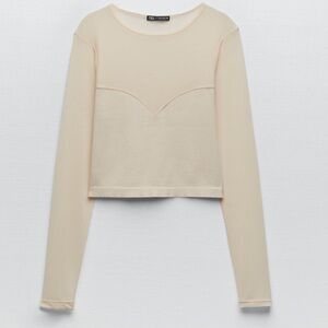BRAND NEW - Zara Combination Seamless Top -
Cream Color - M/L